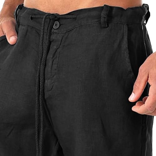 Shorts casuales de algodón y lino para hombre miniatura 2