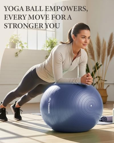 Image of Trideer Exercise Ball, Stability Yoga Ball for Physical Therapy, Active Sitting, Pregnancy & Birth Labor Prep, Core Strength, Balance Training, Posture Improvement and Daily Stretching, 55 /65 /75cm