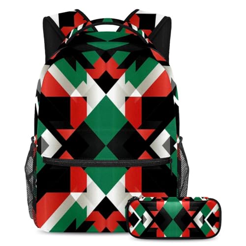 Ensemble cartable drapeau artistique grand sac à dos robuste avec trousse