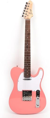 Miniatura 7 de Fojill Guitarra eléctrica de 39 pulgadas, cuerpo de fénix, diapasón de palisandro con cuello de arce con bolsa de concierto (rosa)