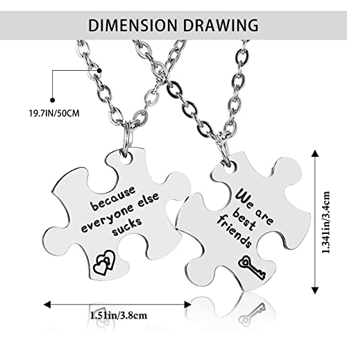 MJartoria Best Friend Necklaces, Friendship Necklace Puzzle Piece Matching Necklaces Set Friendship Gifts for Women BFF Necklace for 24