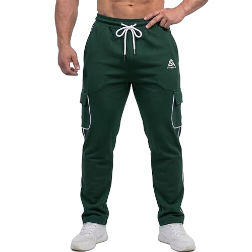 Image of Men's Cargo Track Pants with Side Piping, Drawstring Waist, Gym and Casual Wear