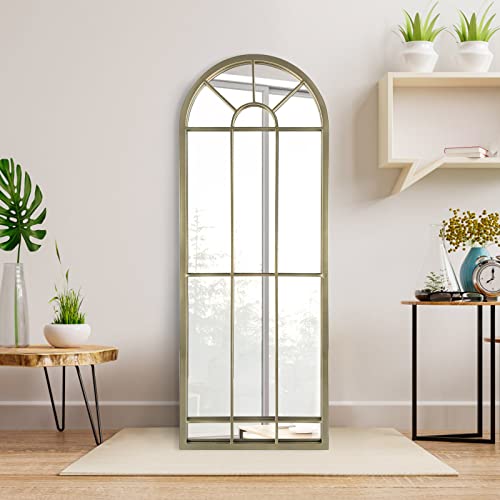 HQiJun Wall Mirror Window Decorative Mirrors Arched Farmhouse for Living Room Bedroom Entryway Bathroom Vanity