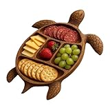Plato de madera con forma de tortugas para servir golosinas de cocina, frutas y queso, divertido plato de animales, bandeja de aperitivos, bandeja de regalo de madera para presentación de alimentos