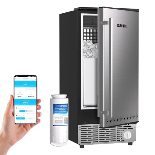 Image of ICEPURE 15 inch Under Counter Ice Maker with Filter and Drain Pump | WiFi Control, ETL FCC, 90lbs /24H, Self-Cleaning, Smart Reminder, 24H Timer, Freestanding Home & Commercial, Stainless Steel