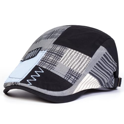 SPKTCHEN Newsboy Cap for Men Beret Hat Men Boston Scally Mens Flat Caps Gatsby Hat Driving Cap Black