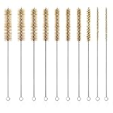 10 Pcs Brass Wire Tube Brushes 11'' Tube Cleaning Brush Stainless Steel Wire Bottle Brushes Long-Handle Wires Bristle Cleaner Bore Brush for Tubes Cylinders Bottle Auto Parts