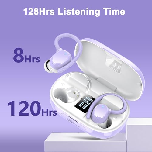 Image of sprtoybat Wireless Bluetooth Earbuds Sport 128H Playtime New Bluetooth 5.3 Headphones with LED Display Powerful Bass Over Ear Earphones with Earhooks IP7 Waterproof for iOS Android