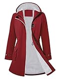 PONCEAU DAMEN WASSERDICHT REGENJACKE LANG WINDBREAKER ÜBERGANGSJACKE LEICHTE ATMUNGSAKTIV OUTDOORJACKE RAINCOAT REGENPONCHO REGENPARKA TRENCHCOA REGENMANTEL MIT KAPUZE