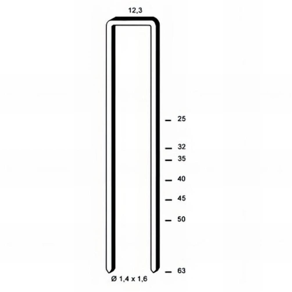 20.000 punti metallici S-32 zincati, 12.3x32x1.4x1.6 mm, D-Work