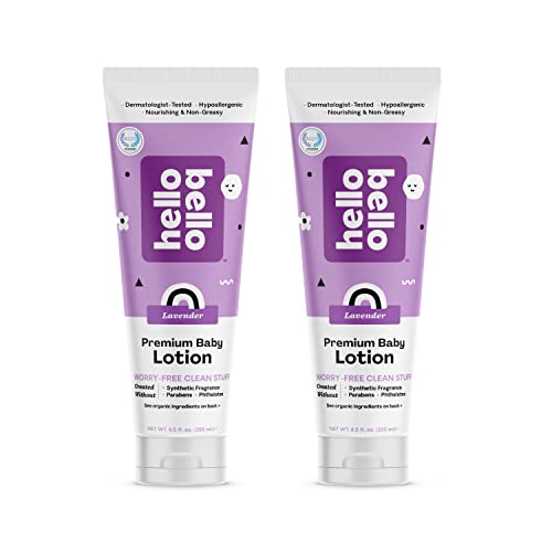 Image of Hello Bello Premium Baby Lotion I Vegan and Cruelty Free Moisturizing, Non-Greasy Lotion for Babies and Kids I Soft Lavender Scent I 17 FL Oz (2 Packs of 8.5oz)