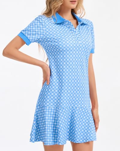 Image of YEXPINE Polo Dress for Women Short Sleeve Ruffle Hem Golf Tennis Summer Mini Dresses
