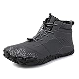 Tongzone Wide Toe Box Men's Women's Barefoot Shoes Fur Lined Zero Drop Sole High top Walking shoes Winter