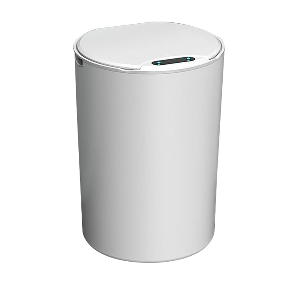 Smart Trash Can, Covered Induction Household Automatic Large-capacity Waste Paper Basket Sealed and Waterproof Design Bathroom Sanitary Bucket(White)