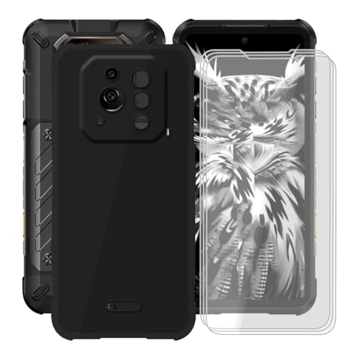 YQINHHME Phone Case for Ulefone RugOne Xever 7 Pro (6.67") + 3 Pack Tempered Glass Protective Film, Soft Silicone Shockproof X Anti Scratch Shell TPU Slim Cover for Ulefone RugOne Xever 7 Pro - Black