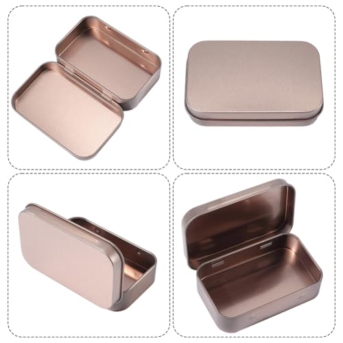 Image of 4 Pack 4 x 2.5 x 0.9In Metal Hinged Tin Box Rectangular Empty Hinged Tins Rose Gold Small Mini Iron Lid Storage Portable Organizer Containers for Tea Drawing Pin Candies Jewelry Crafts