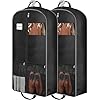 43″ Heavy Duty Garment Bags for Travel 6.5″ Gusseted Suit Bags for Closet Storage 2 Handles Hanging Clothes Bag with Pocket Mens Suit Cover for Shirts, Coats, Dresses, Suit Holder, 2 Pack