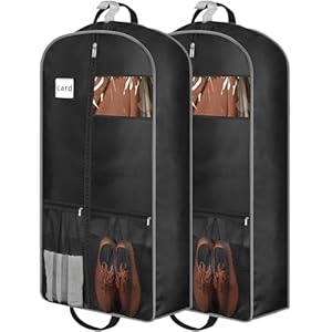 43″ Heavy Duty Garment Bags for Travel 6.5″ Gusseted Suit Bags for Closet Storage 2 Handles Hanging Clothes Bag with Pocket Mens Suit Cover for Shirts, Coats, Dresses, Suit Holder, 2 Pack