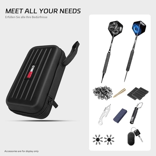 CyeeLife Darttasche,Schutz für Steeldarts oder Softdarts und vielen Taschen für Dart Flights und weiteres Darts Zubehör