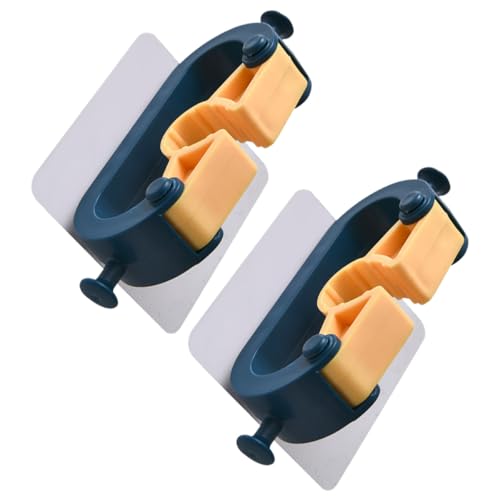 MAGICLULU Soporte para Trapeador y Escoba de Pared sin Perforaciones, Colgador Azul, 2 Piezas, Organizador de Limpieza para Baño y Cocina, Ahorro de Espacio, Resistente y Fácil de Instalar