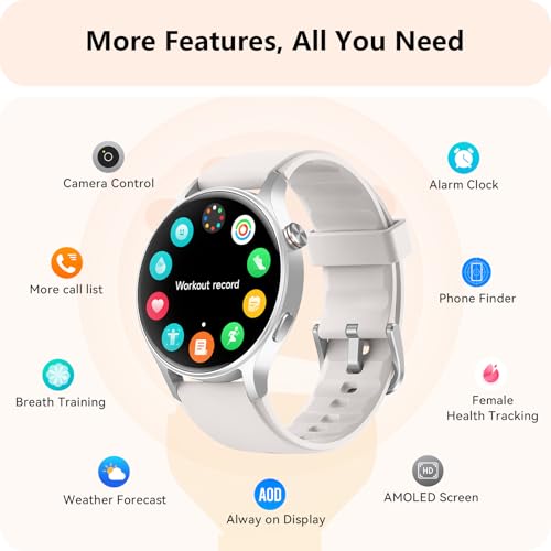 Image of aeac Smart Watch for Women, AMOLED Ultra-Clear Screen Activity Trackers with Heart Rate /Sleep /SpO2 Monitor, Smartwatch for iPhone /Samsung /Android, 110+ Sport Modes (Grey, S /M /L, Grey)