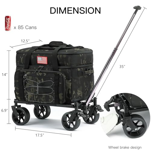 Image of Extra Large Wheeled Portable Cooler Bag 85 Cans Double Deck Heavy Duty Rolling Insulated Cooler with All-Terrain Wheels Leakproof Tactical Soft Sided Cooler for Beach Camping Picnic Travel