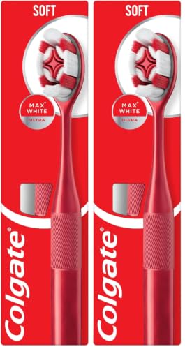 Image of Colgate Max White Ultra Manual Toothbrush - Teeth whitening Toothbrush - Charcoal Infused bristles - Designed for Better Stain Removal* - Polishes Away Surface Stains - high Density Charcoal bristles