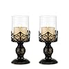 Sziqiqi Kandelaar set vintage distressed Black Hurricane kandelaar 2 stuks, kandelaar voor stompkaarsen, kaarsenhouder, bruiloftsfeest, huisdecoratie, open haard, mantel, decoratie 27 cm