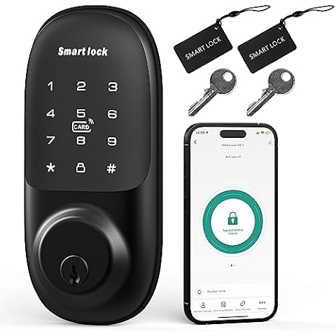 HOTATA Smart Lock for Front Door, Keyless Entry Door Lock with Keypad, Electronic Deadbolt Lock with 4-in-1 Unlock - Bluetooth, Code, IC Card, Key, Shared Storage Space of up to 1000 Cover