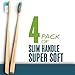 Woo Bamboo SLIM Toothbrush With SUPER SOFT Bristles - Family FOUR PACK