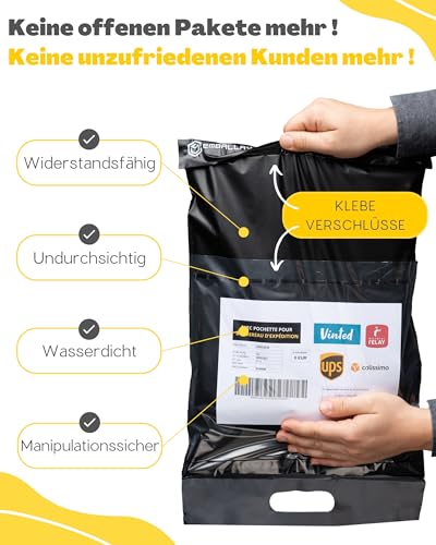 40 Versandtaschen MIT VERSANDSCHEIN - L 30x40cm - 100% UNDURCHSICHTIG/WIDERSTANDSFÄHIG - Versandtüten für Kleidung - Warensendung Umschlag für Kartons - Versandbeutel mit Griff - Versandtasche