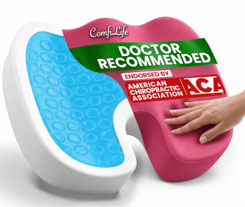 Image of ComfiLife Premium Gel & Memory Foam Seat Cushion - Doctor Recommended Office Chair Cushion, Car Seat Cushion - Chair Cushions for Back & Sciatica Pain Relief - Seat Cushions for Office & Desk (Pink)