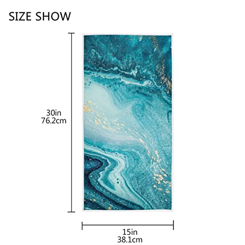 Blue Hand Bath Towel Marble Golden Glittery Fingertip Towel Tie Dye Kitchen Bathroom Shower Towel Set Highly Absorbent Beach Spa Gym Guest Towels 16X30 Inch #TOP2