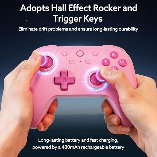 Image of 8Bitdo Ultimate 2C Bluetooth Controller for Switch /Switch 2 - Wireless Gaming Controller with Hall Effect Joysticks, 6-Axis Motion Control, Remappable L4 /R4 Bumpers & Turbo Function(Pink)