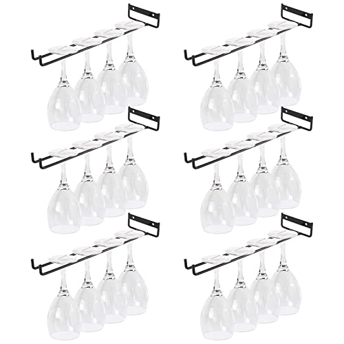 JMIATRY 6 Pack Wine Glass Rack, Wall Mounted Wine Rack, 11 Shelf Wines Cup Display Stand, Metal Hanging Wines Glass Holder Great for Bar and Kitchen, Black