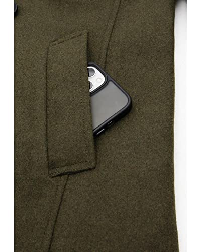 Image of Lisskolo Men's Wool Blend Double Breasted Pea Coat Classic Notched Collar Warm Woolen Coats Winter Outwear Jackets
