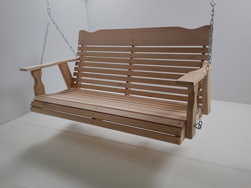 4 ft Natural Cedar Porch Swing with Chain & Springs