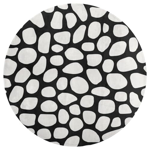 Jubonexis Alfombra redonda grande con forma de piedra orgánica blanca, moderna, antideslizante, 90 cm