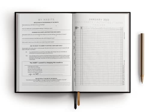 2023 Daily Planner- Hardcover 2023 Planner Weekly And Monthly To Keep Track Of Your Goals, Vision, Dreams, Success- The Yanshi Planner- Productivity Planner For Men, Women- Life Organizer Planner (Black With Gold Lines) #TOP5