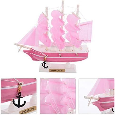 Milisten 1Pc Wooden Sailing Ship Model Decor, Handmade Vintage Nautical Sail Ship, Mediterranean Style Boat Model for Chritsmas Party Tabletop Ornament, Ocean Theme and Home Decor