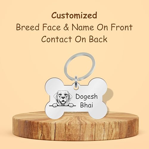 Image of Customized Dog ID Tags Personalize Black Lesser Engraved Name Collar Tag with Breed Face for Your Loving Pet Dog, Cat, Puppy Etc.