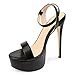 MERUMOTE Women's Platform Heels Sky High Heel Sandals Party Bridal Evening Shoes Black US9.5