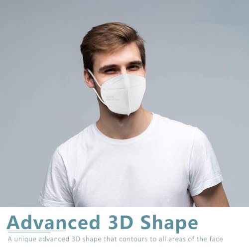Image of ChiSip KN95 Face Masks 60 Packs, 5-Ply Disposable Masks for Adults, White | Breathable, Elastic Earloops, 3D Design, Adjustable Nose Clip, Glasses-friendly, 95% Filtration Efficiency, Black KN95 Masks
