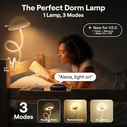 Image of Smallish Shroommate Clip On Light for Dorm Room - 2.0 (White)