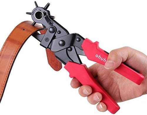 Leather Hole Punch Tool, Ohuhu Heavy Duty Belt Hole Puncher for Leather, Professional Hole Puncher 2.0mm - 4.5mm for Belts, Watch Bands, Dog Collars, Shoes, Handbags, DIY, Craft Projects