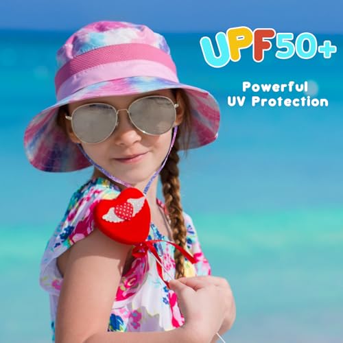 HONGTEYA Kids Sun Hat Toddler Summer UV Protection Adjustable Kids Beach Hat with Breathable Mesh for Girls 2-8 Years3