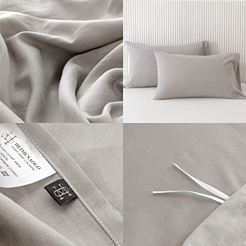 Heimenaogo 600 Tc Egyptian Cotton Duvet Cover Queen Size Ultra Soft And Breathable Bedding Set With Zipper Closure Long Staple Washed Cotton Duvet Cover Light Grey (Micro-Chip) 3 Pcs #TOP5