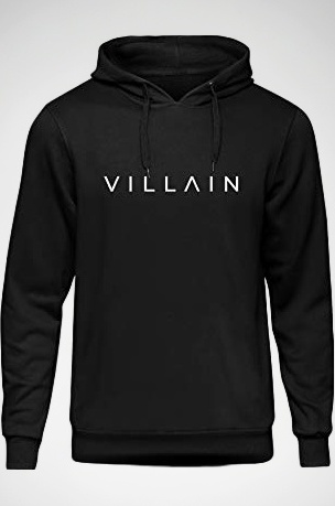 VILLAIN Men's Cotton Blend Hooded Sweat Shirt-Black