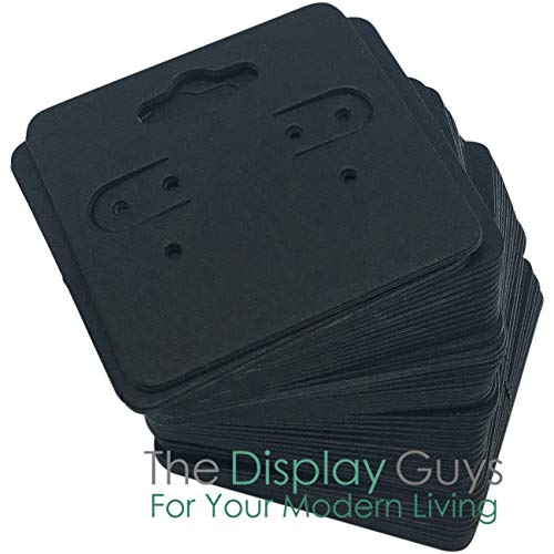 Image of 500-Pack 2x2 Pre-Punched Hanging Jewelry Earrings Display Cards (Black Kraft Paper, Small)