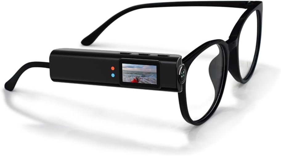 FPV Action Camera for Glasses, 2.7K Video 12MP Photo Hands-Free POV Wearable Camera, 110° Wide Angle Mini Body, Voice Prompts & Clip-On First-Person View for Travel Cycling Vlogging (Black)